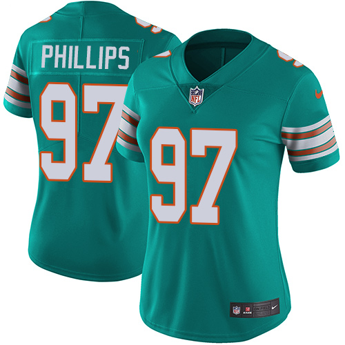 Nike Dolphins #97 Jordan Phillips Aqua Green Alternate Women's Stitched NFL Vapor Untouchable Limited Jersey